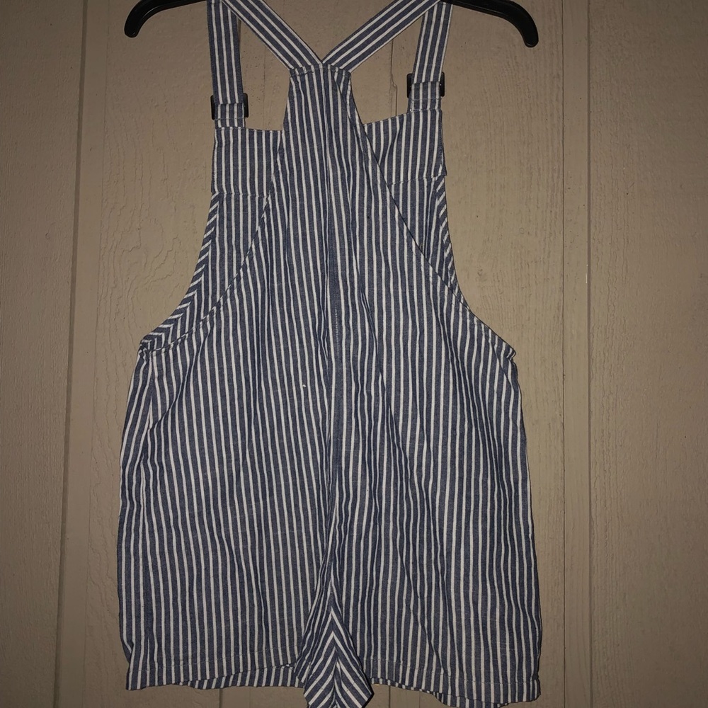Striped Overall Shorts